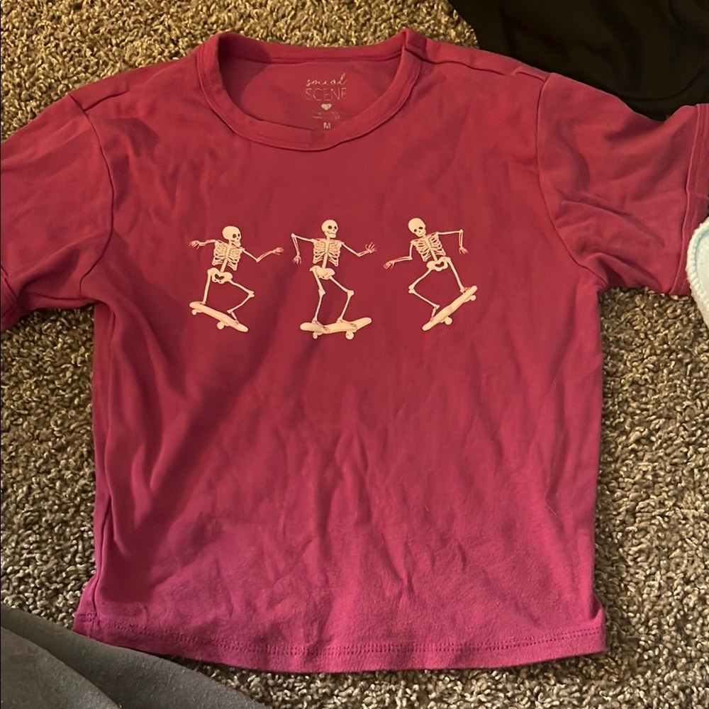 Pink Skeleton Skateboard Graphic Tee